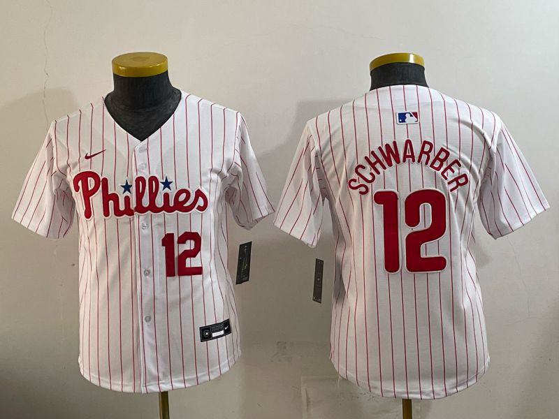 Youth 2026 Philadelphia Phillies #12 Schwarber White Game Nike MLB Jersey style 02